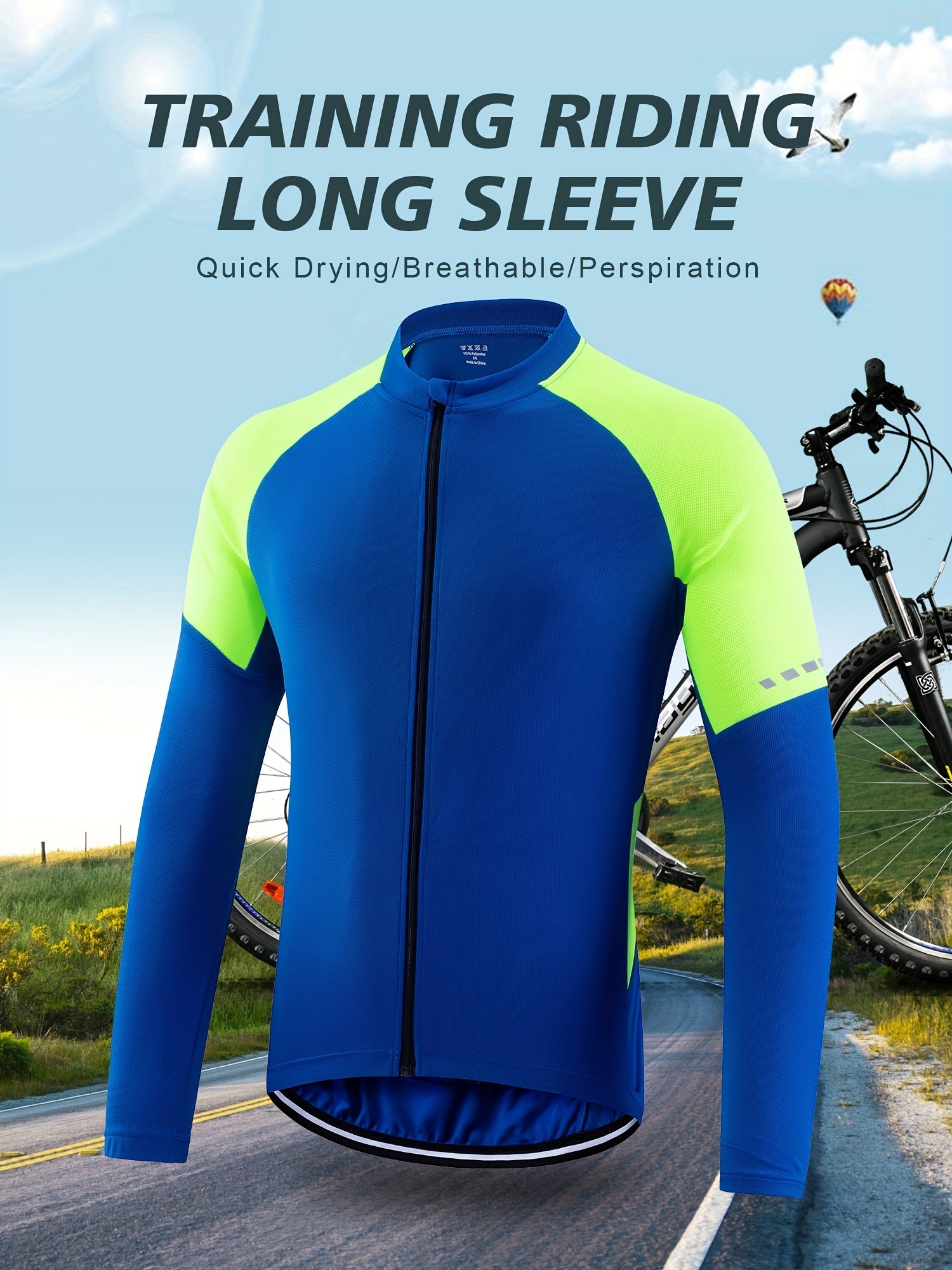Men's Quick-Drying Cycling Jersey With Zipper Pocket - Slim Fit, Breathable & Color-Matching Design For Mountain Biking