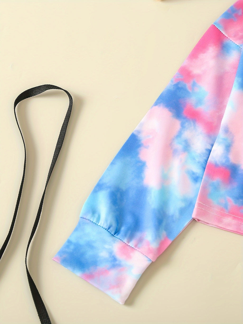 Girls' Tie-Dye Hoodie & Leggings Set - "HAPPY" Print, Stretchy Polyester Blend, Long Sleeve, Casual Sporty Look for Youngsters - Perfect for Fall/Winter, Clothes for Girls, Perfect for Outdoor