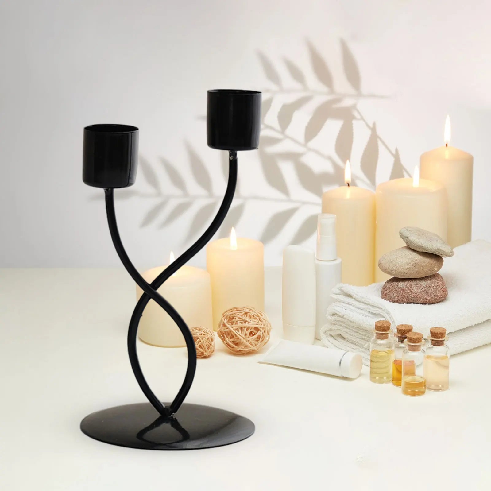 Portavelas de Metal, Base estable elegante, centro de mesa, portavelas para mantel, chimenea, comedor, escritorio, decoración del hogar