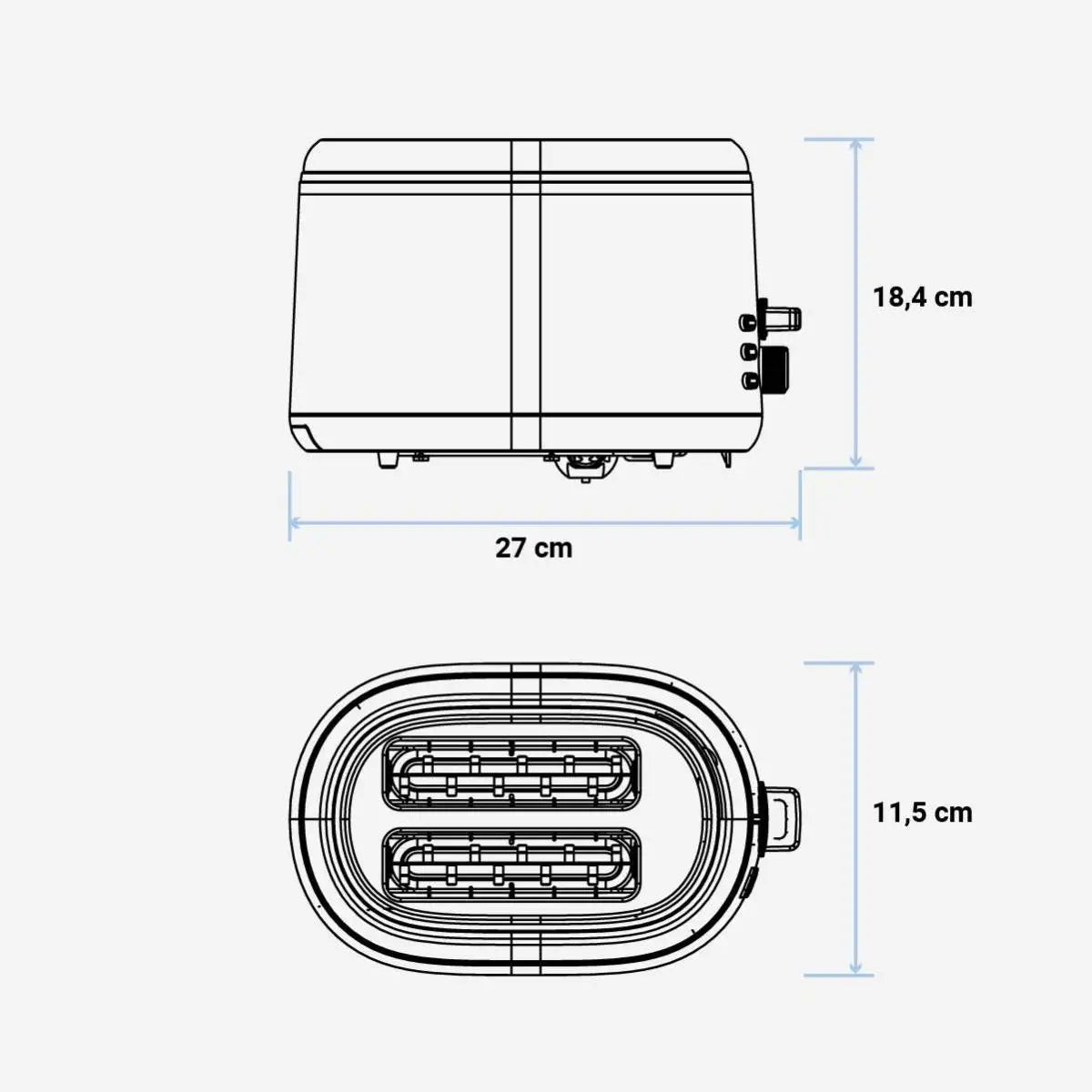 UNIVERSALBLUE Tostador Universalblue - Ranuras Cortas 850W | TOASTY PLUS 2S/OB