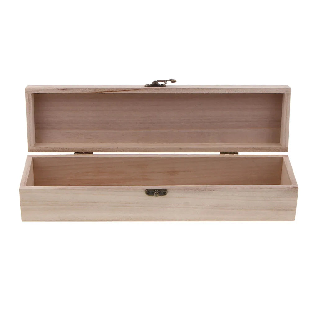 Caja de vino de madera sin terminar, con bisagras y cierre, talla única, caja de madera Natural para pintar, artesanía DIY