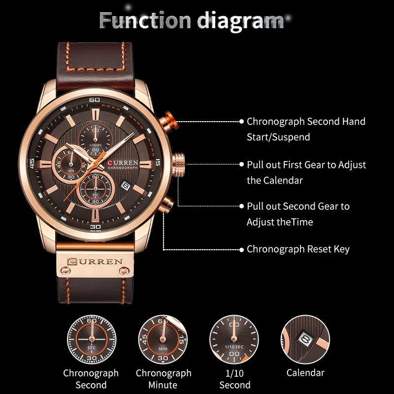 Relojes CURREN de cuarzo con fecha a la moda para hombre, relojes de marca superior de lujo para hombre, cronógrafo deportivo, reloj de pulsera para hombre, reloj Hodinky Masculino