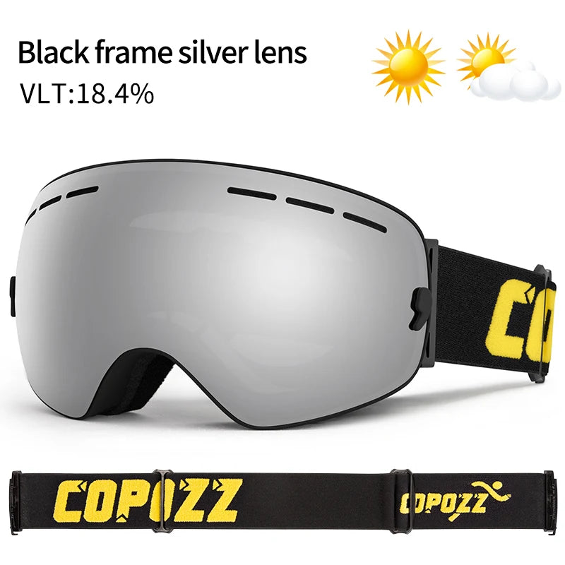 Marca COPOZZ, gafas de esquí profesionales, lentes de doble capa, antiniebla UV400, gafas de esquí grandes, esquí, Snowboard, hombres y mujeres, gafas de nieve