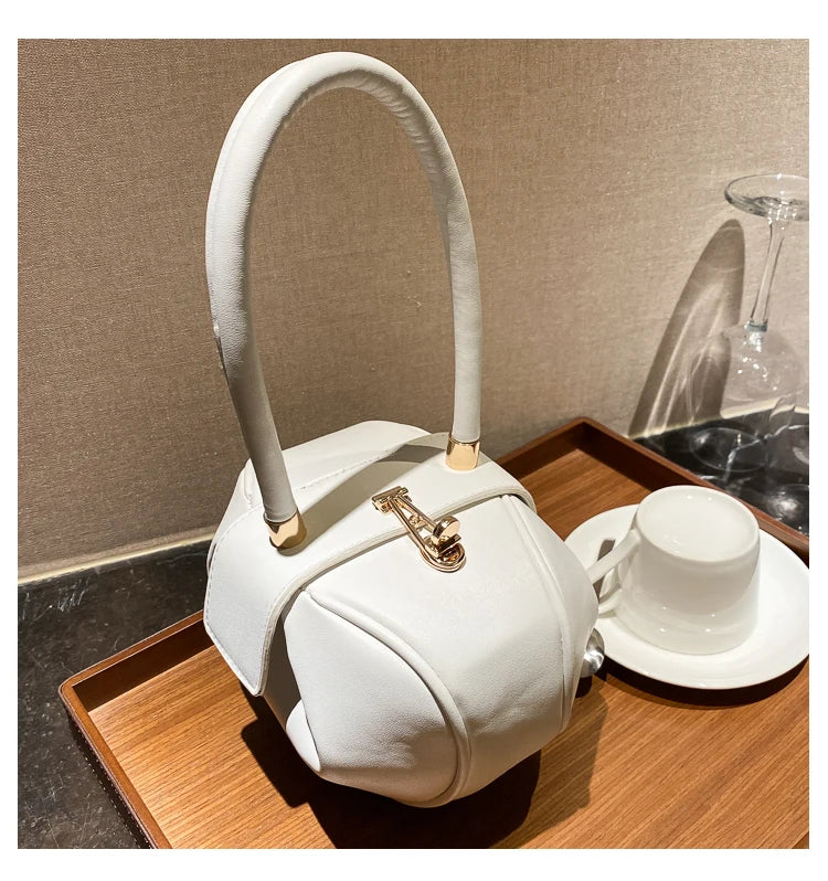 Bolso de mano con bola redonda para mujer, bolso de bolos de diseñador de marca, Mini bolsos de hombro de cuero PU, bolso de lujo para mujer, bolso para axila a la moda