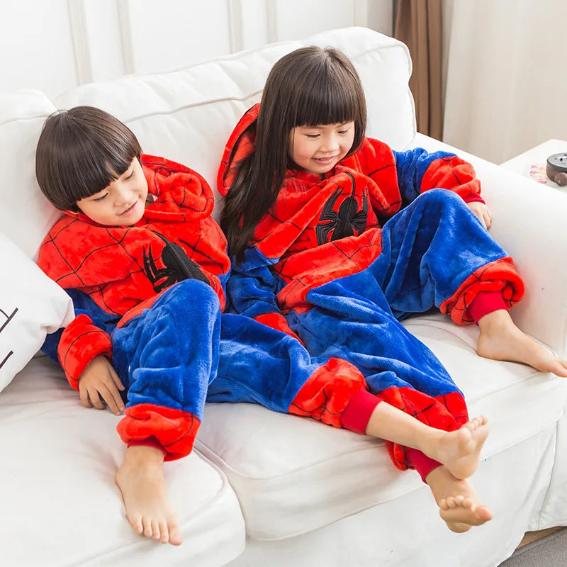 Conjunto de Pijama de franela para niño y niña, ropa de dormir infantil con capucha y dibujos animados de animales, Kigurumi
