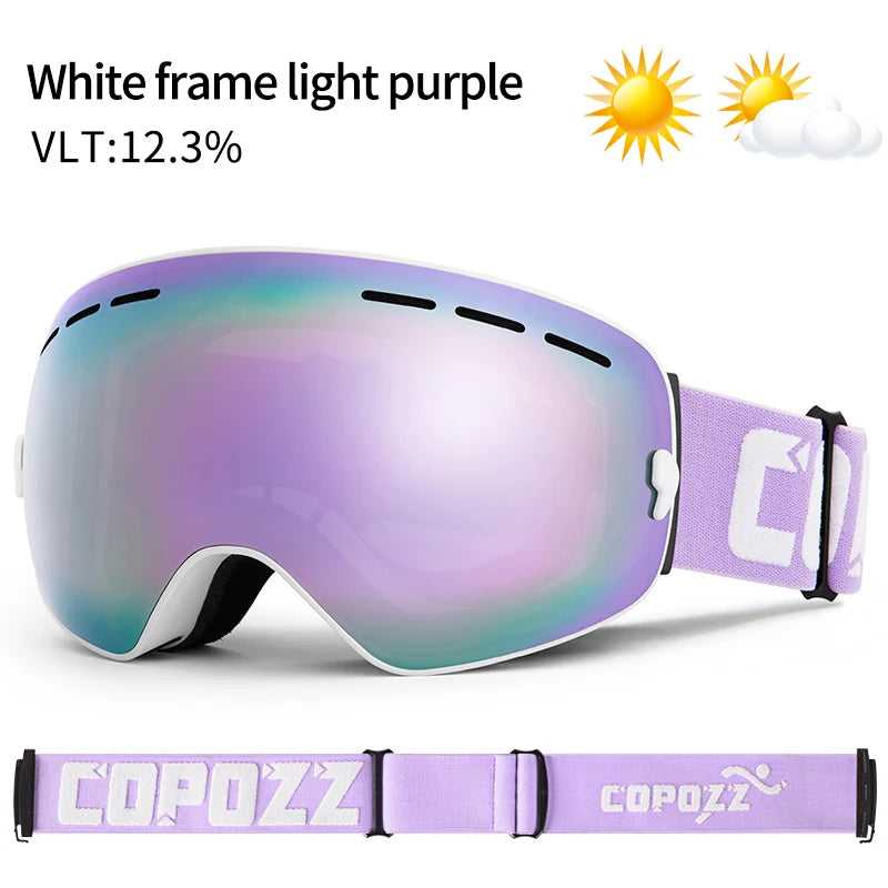 Marca COPOZZ, gafas de esquí profesionales, lentes de doble capa, antiniebla UV400, gafas de esquí grandes, esquí, Snowboard, hombres y mujeres, gafas de nieve