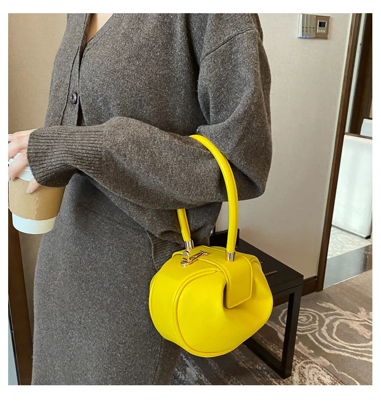 Bolso de mano con bola redonda para mujer, bolso de bolos de diseñador de marca, Mini bolsos de hombro de cuero PU, bolso de lujo para mujer, bolso para axila a la moda