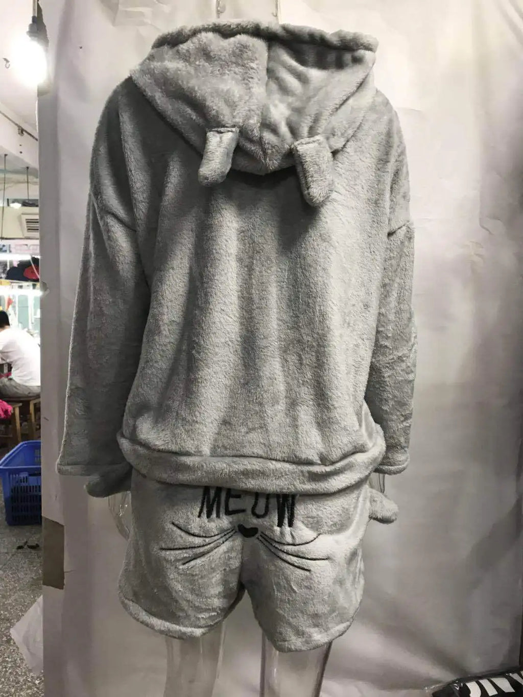 Pijamas de lana para Mujer, conjunto de Pijamas cálidos para otoño e invierno, lencería Sexy para Mujer, Pijama de gato, ropa de dormir para Mujer, ropa de casa