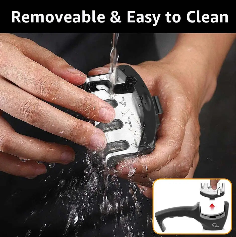 Afilador de cuchillos 4 en 1 con revestimiento de diamante y varilla fina, tijeras, sistema de afilado, cuchillas de acero inoxidable