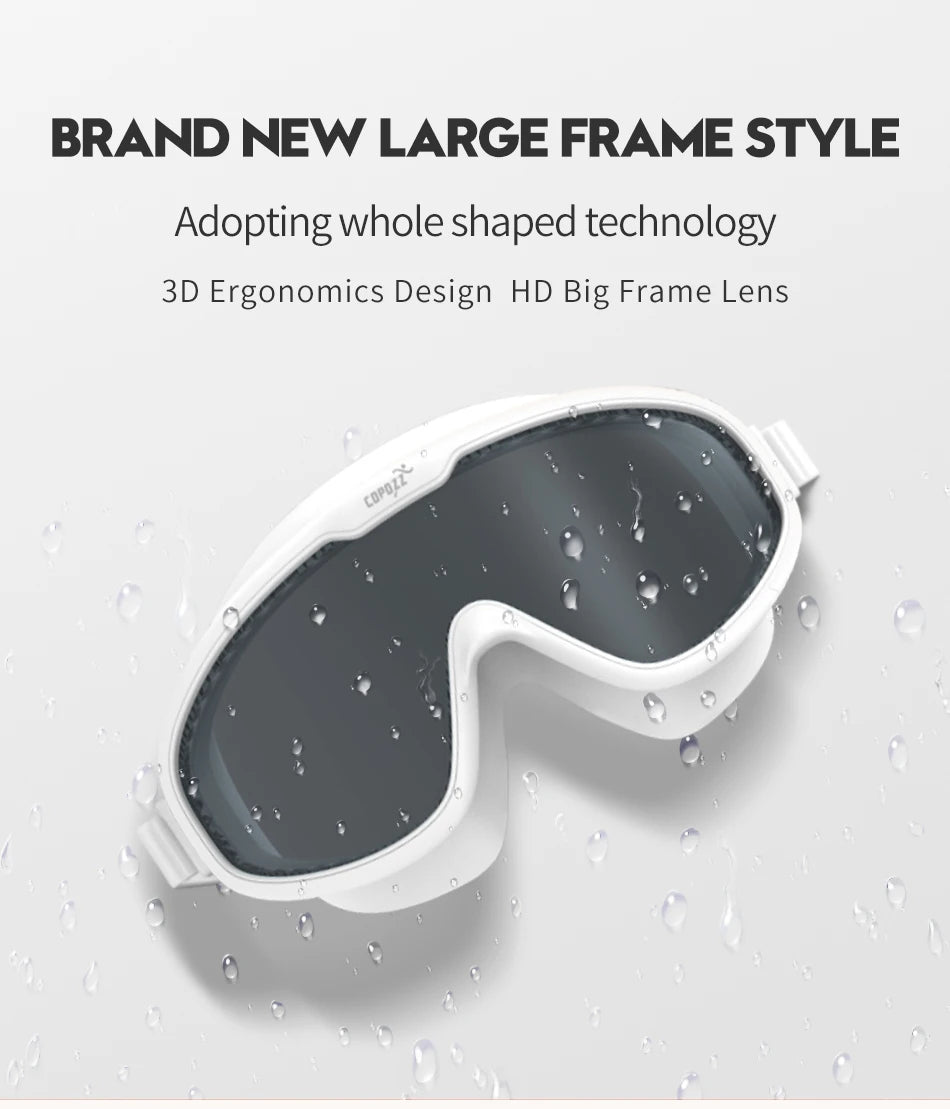 COPOZZ 2025 Gafas de natación antivaho Lente de forma completa Protección UV con marco grande de silicona Gafas de natación para hombres y mujeres