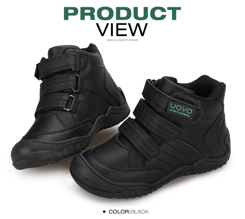 UOVO, recién llegado, zapatos escolares a media pantorrilla para niños, senderismo, moda deportiva, zapatillas informales para niños al aire libre, talla de zapatillas # 26-36