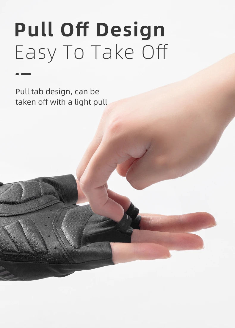 ROCKBROS Guantes de ciclismo Hombres Mujeres Guantes de medio dedo Guantes deportivos transpirables Guantes de bicicleta MTB