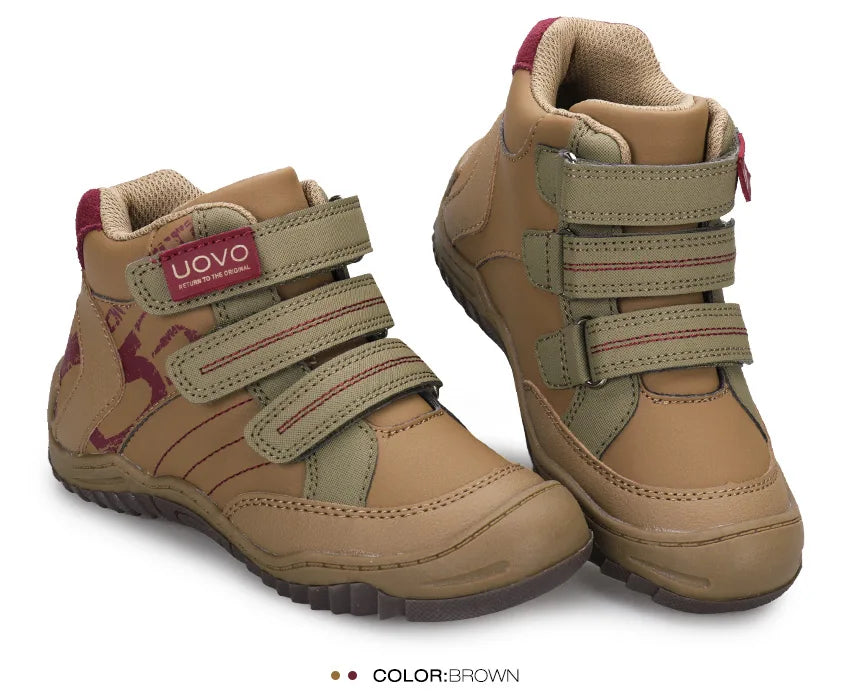 UOVO, recién llegado, zapatos escolares a media pantorrilla para niños, senderismo, moda deportiva, zapatillas informales para niños al aire libre, talla de zapatillas # 26-36