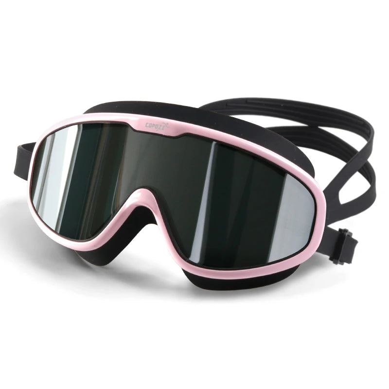 COPOZZ 2025 Gafas de natación antivaho Lente de forma completa Protección UV con marco grande de silicona Gafas de natación para hombres y mujeres