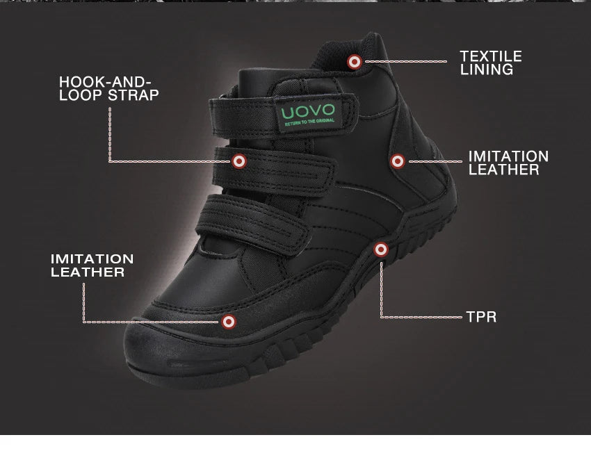 UOVO, recién llegado, zapatos escolares a media pantorrilla para niños, senderismo, moda deportiva, zapatillas informales para niños al aire libre, talla de zapatillas # 26-36