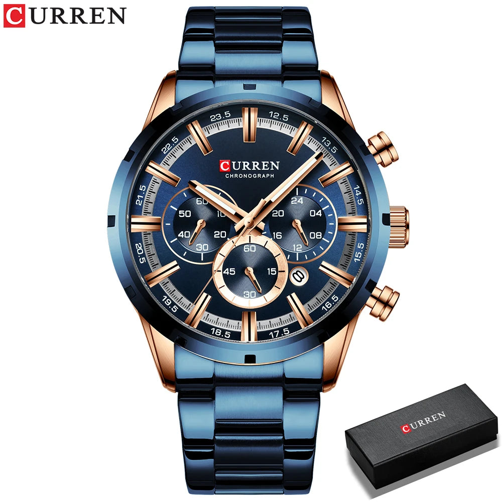Reloj Masculino CURREN, relojes de moda novedosa para hombre, reloj de pulsera de lujo de marca superior, reloj de cuarzo, cronógrafo resistente al agua para hombre