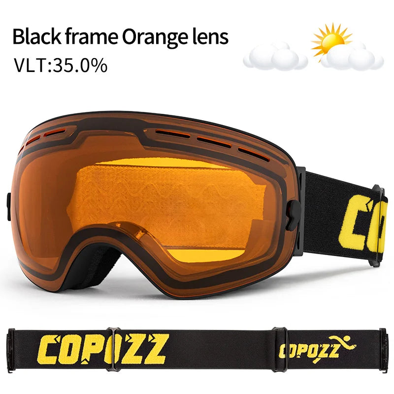 Marca COPOZZ, gafas de esquí profesionales, lentes de doble capa, antiniebla UV400, gafas de esquí grandes, esquí, Snowboard, hombres y mujeres, gafas de nieve
