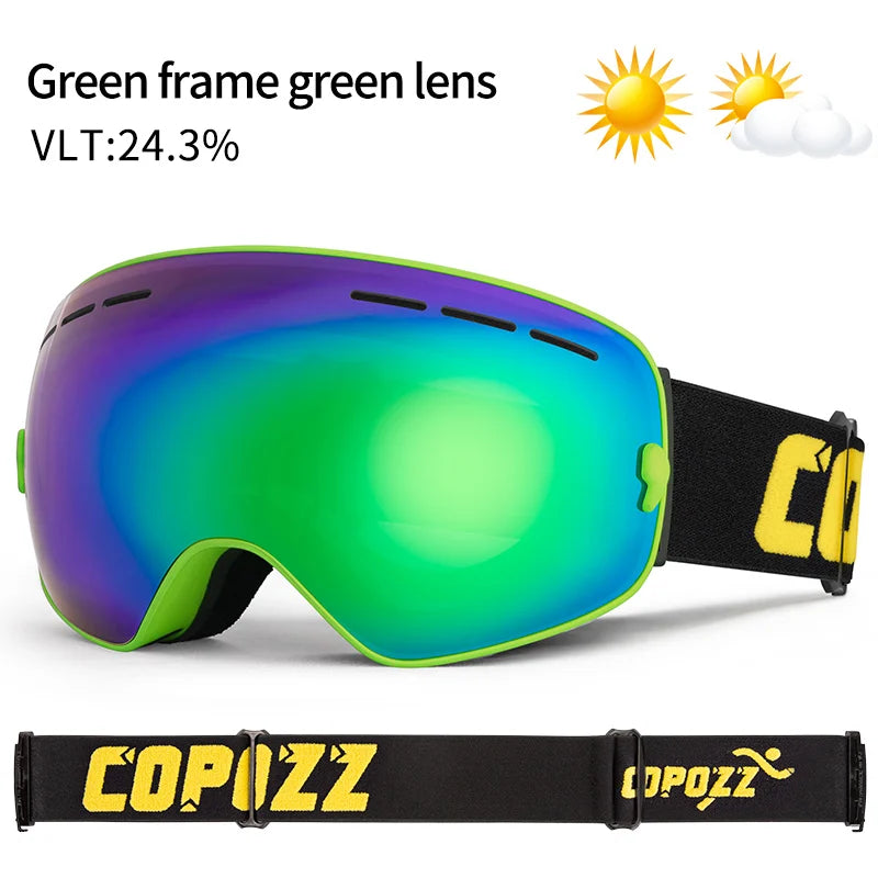 Marca COPOZZ, gafas de esquí profesionales, lentes de doble capa, antiniebla UV400, gafas de esquí grandes, esquí, Snowboard, hombres y mujeres, gafas de nieve