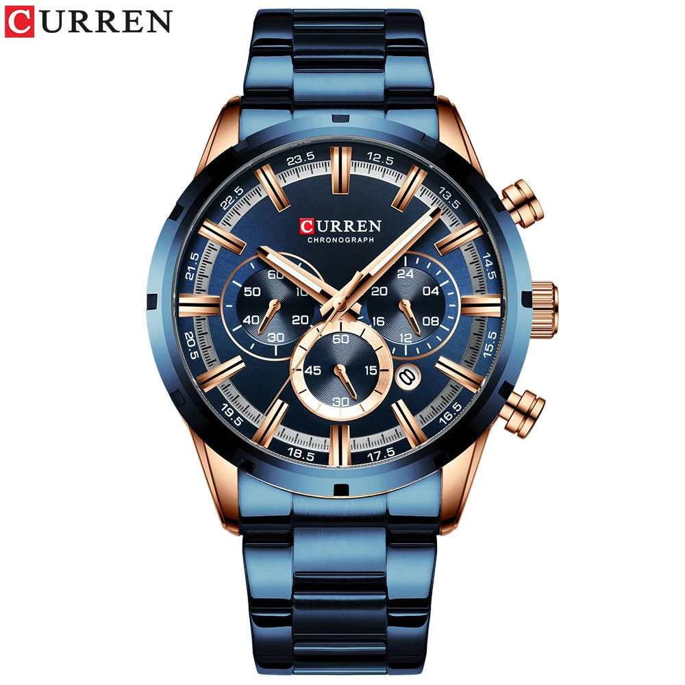 Reloj Masculino CURREN, relojes de moda novedosa para hombre, reloj de pulsera de lujo de marca superior, reloj de cuarzo, cronógrafo resistente al agua para hombre