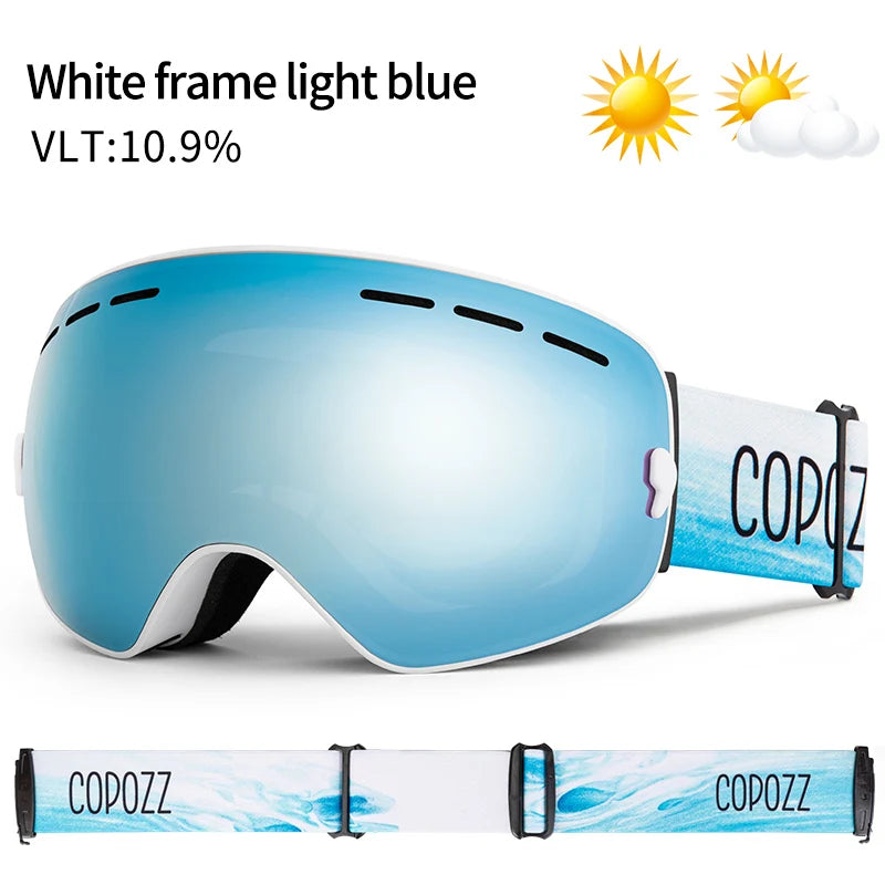 Marca COPOZZ, gafas de esquí profesionales, lentes de doble capa, antiniebla UV400, gafas de esquí grandes, esquí, Snowboard, hombres y mujeres, gafas de nieve