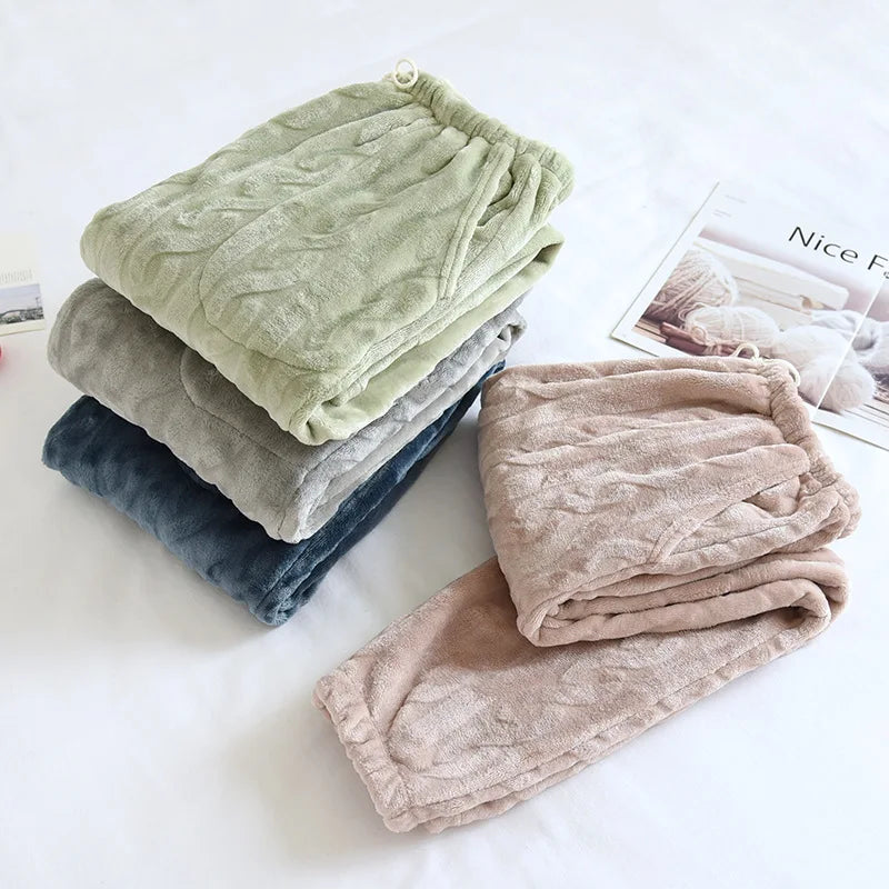 Pijamas de invierno, pantalones de Casa para mujer, pantalones elásticos, Pijamas holgados y cálidos y gruesos, pantalones, ropa de dormir estampada, ropa de dormir de otoño