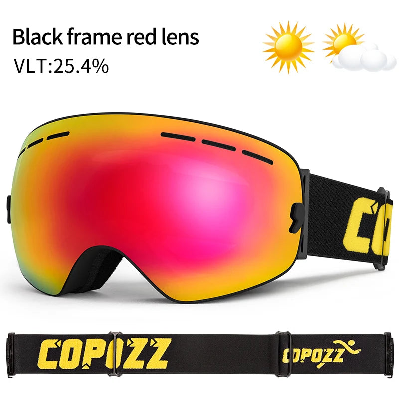 Marca COPOZZ, gafas de esquí profesionales, lentes de doble capa, antiniebla UV400, gafas de esquí grandes, esquí, Snowboard, hombres y mujeres, gafas de nieve