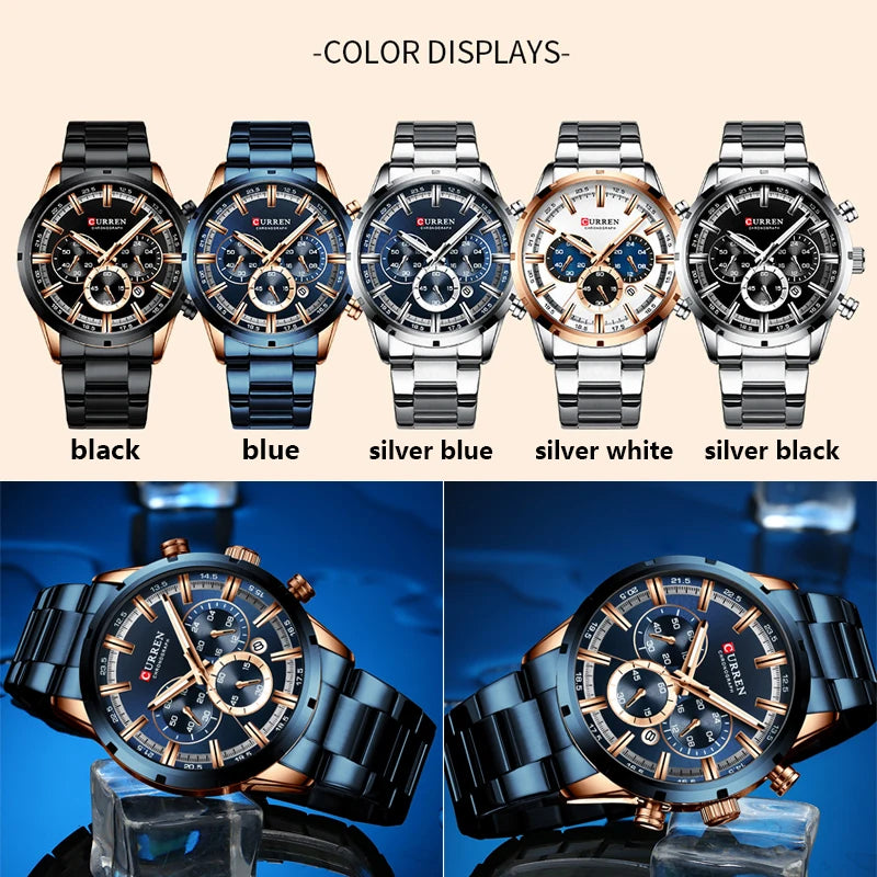 Reloj Masculino CURREN, relojes de moda novedosa para hombre, reloj de pulsera de lujo de marca superior, reloj de cuarzo, cronógrafo resistente al agua para hombre