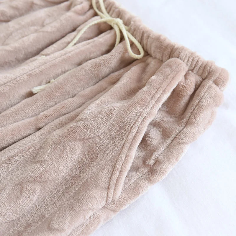 Pijamas de invierno, pantalones de Casa para mujer, pantalones elásticos, Pijamas holgados y cálidos y gruesos, pantalones, ropa de dormir estampada, ropa de dormir de otoño