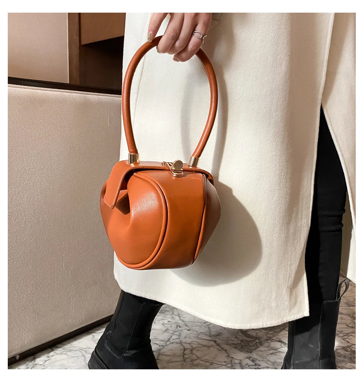Bolso de mano con bola redonda para mujer, bolso de bolos de diseñador de marca, Mini bolsos de hombro de cuero PU, bolso de lujo para mujer, bolso para axila a la moda