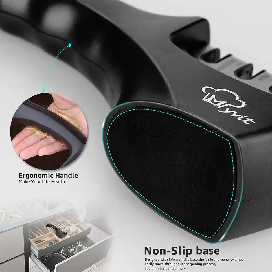 Afilador de cuchillos 4 en 1 con revestimiento de diamante y varilla fina, tijeras, sistema de afilado, cuchillas de acero inoxidable
