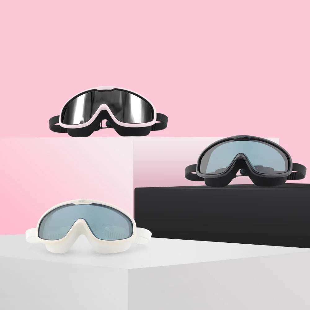 COPOZZ 2025 Gafas de natación antivaho Lente de forma completa Protección UV con marco grande de silicona Gafas de natación para hombres y mujeres
