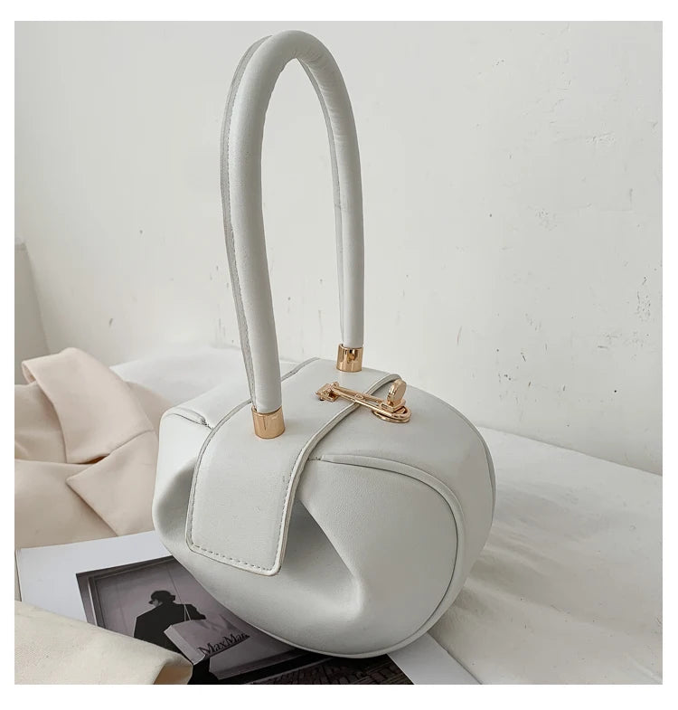 Bolso de mano con bola redonda para mujer, bolso de bolos de diseñador de marca, Mini bolsos de hombro de cuero PU, bolso de lujo para mujer, bolso para axila a la moda