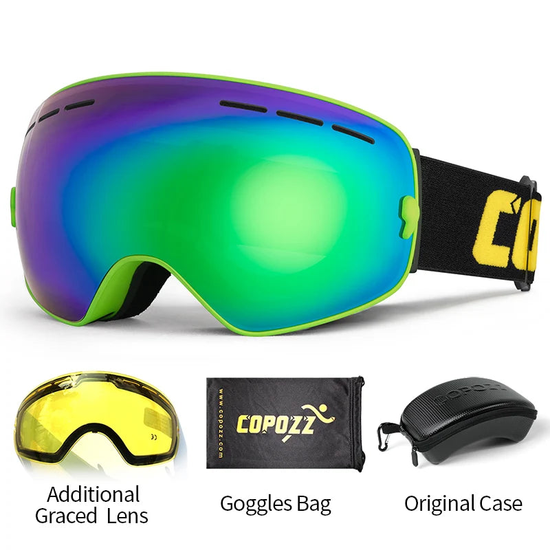 Marca COPOZZ, gafas de esquí profesionales, lentes de doble capa, antiniebla UV400, gafas de esquí grandes, esquí, Snowboard, hombres y mujeres, gafas de nieve