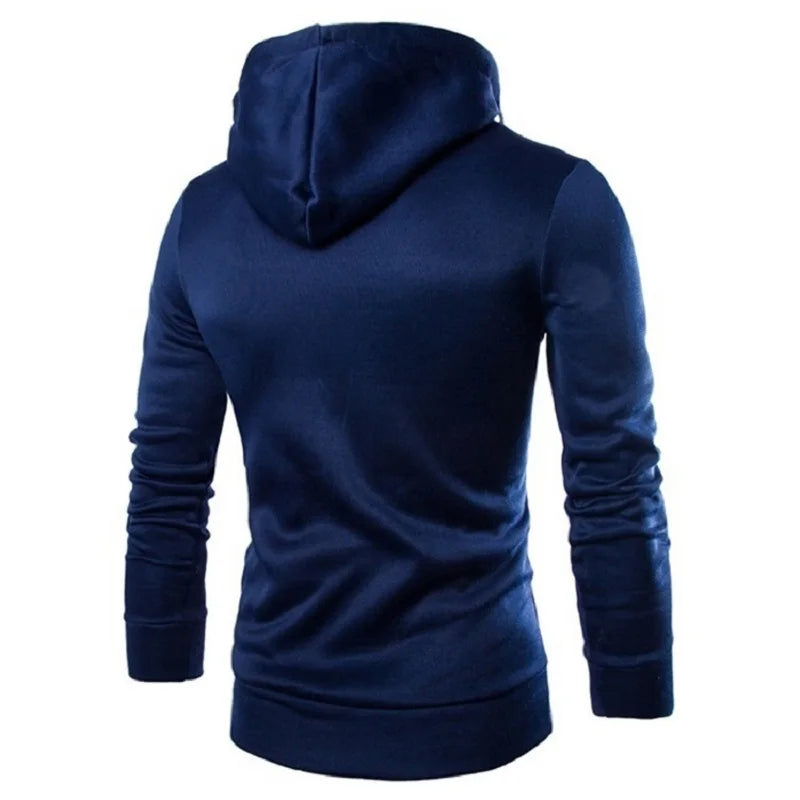 Sudadera con capucha de manga larga para hombre, suéter con cremallera, cuello alto, chaqueta superior, abrigo, color negro