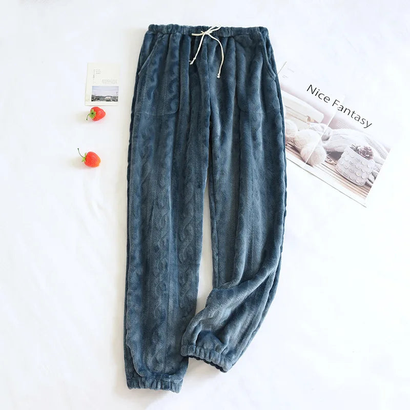 Pijamas de invierno, pantalones de Casa para mujer, pantalones elásticos, Pijamas holgados y cálidos y gruesos, pantalones, ropa de dormir estampada, ropa de dormir de otoño