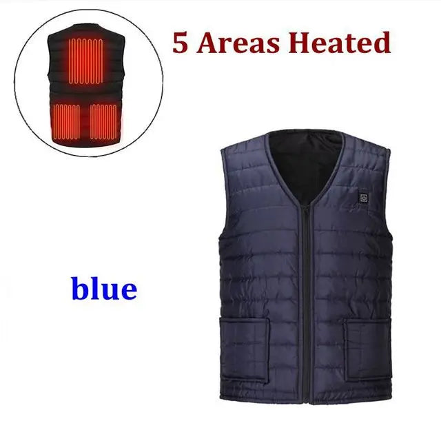 Chaleco de algodón con calefacción inteligente para hombre, chaleco con cuello en V con 9 áreas, chaqueta cálida térmica Flexible para exteriores para mujer, M-7XL