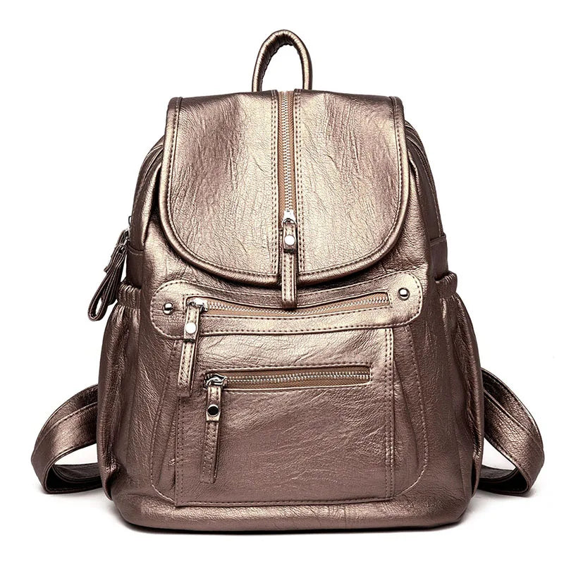 Mochilas de cuero de alta calidad para mujer, bolso de hombro femenino Vintage, mochila de viaje para mujer, Mochilas escolares para niñas