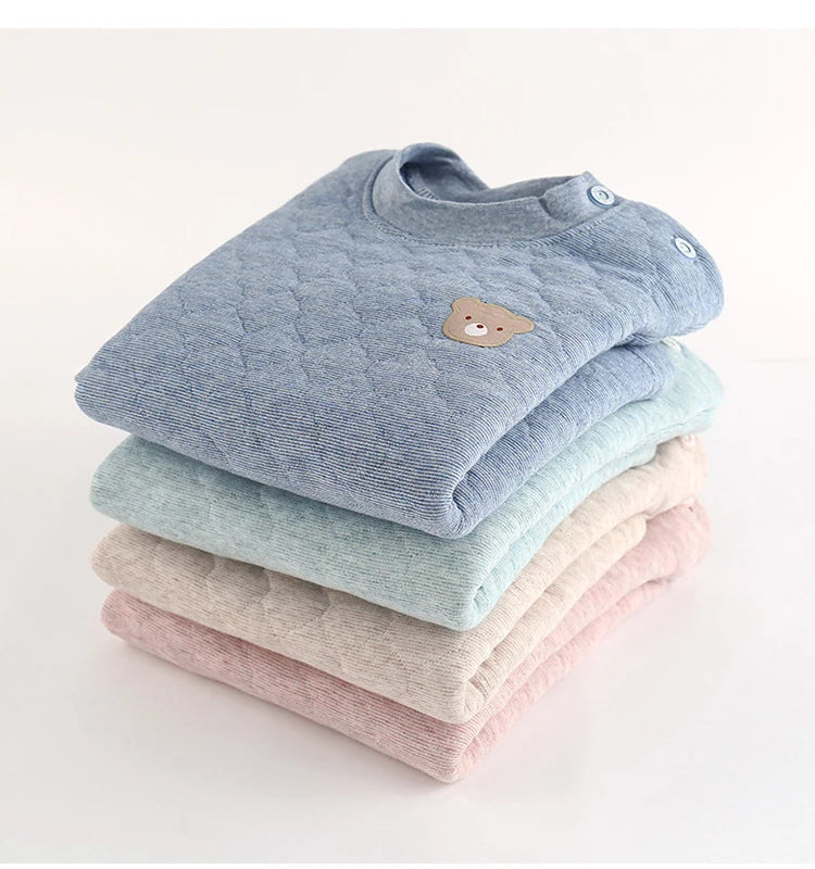 Invierno Niños Pijamas Para Bebé Niños Ropa Interior Térmica Traje Tres Capas Algodón Grueso Niños Pequeños Niñas Ropa de Dormir Set