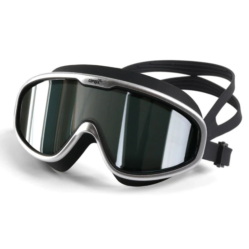 COPOZZ 2025 Gafas de natación antivaho Lente de forma completa Protección UV con marco grande de silicona Gafas de natación para hombres y mujeres