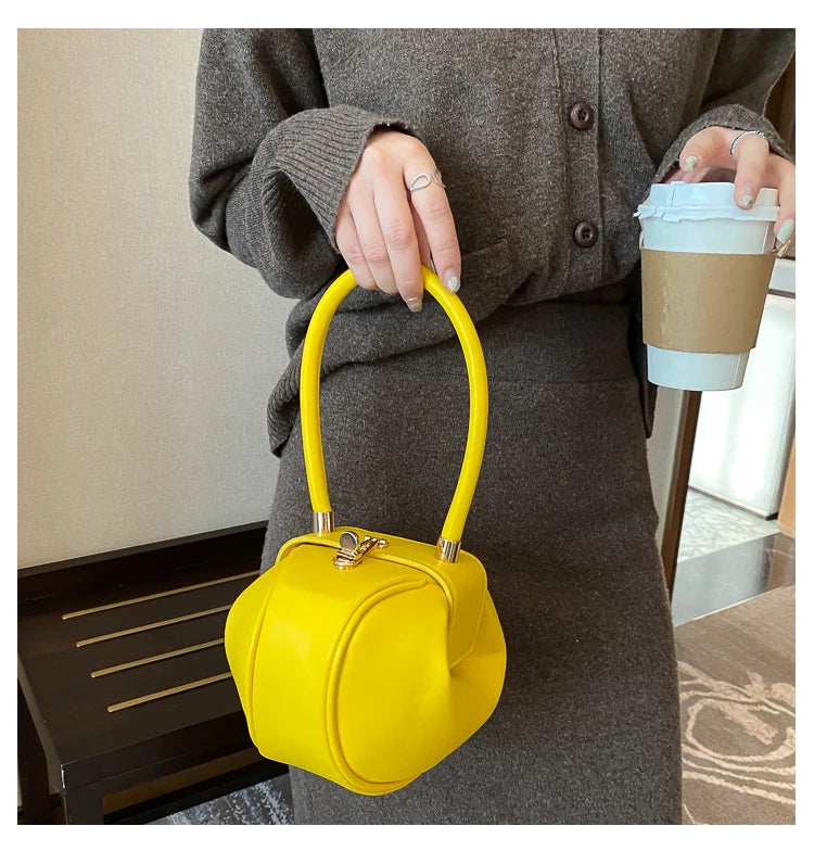 Bolso de mano con bola redonda para mujer, bolso de bolos de diseñador de marca, Mini bolsos de hombro de cuero PU, bolso de lujo para mujer, bolso para axila a la moda