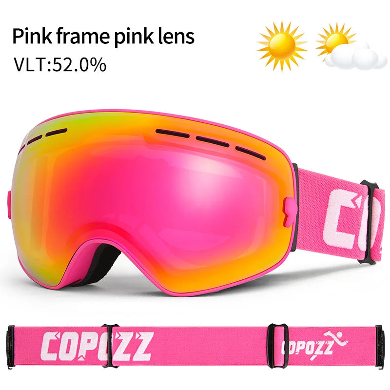 Marca COPOZZ, gafas de esquí profesionales, lentes de doble capa, antiniebla UV400, gafas de esquí grandes, esquí, Snowboard, hombres y mujeres, gafas de nieve