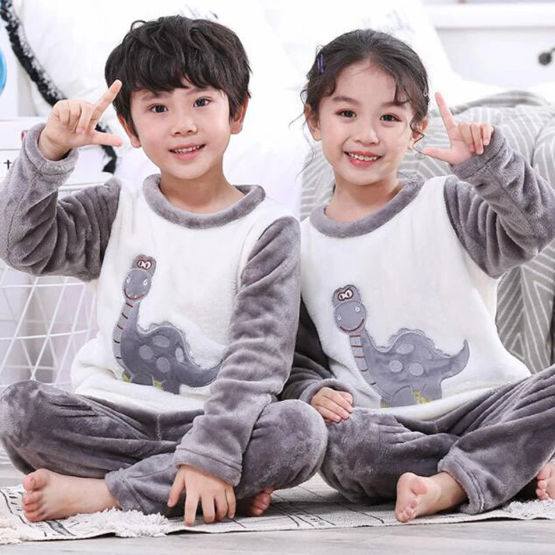 Conjuntos de pijamas de franela para niños, ropa de dormir para niños, traje de Ropa para Niñas, traje de felpa para niños pequeños, ropa de casa informal para niños, Otoño e Invierno