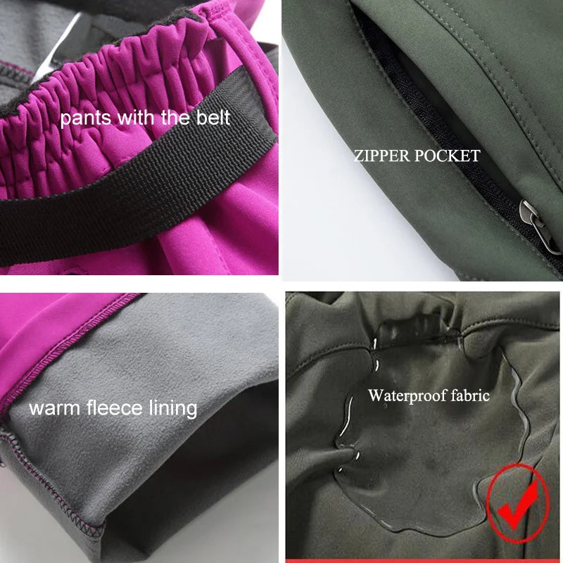 NUONEKO-Pantalones deportivos para mujer, pantalón grueso de forro polar Softshell, para senderismo, senderismo y esquí, impermeable, Invierno Deportes al aire libre Camping Escalada Senderismo Pesca Esquí Impermeable