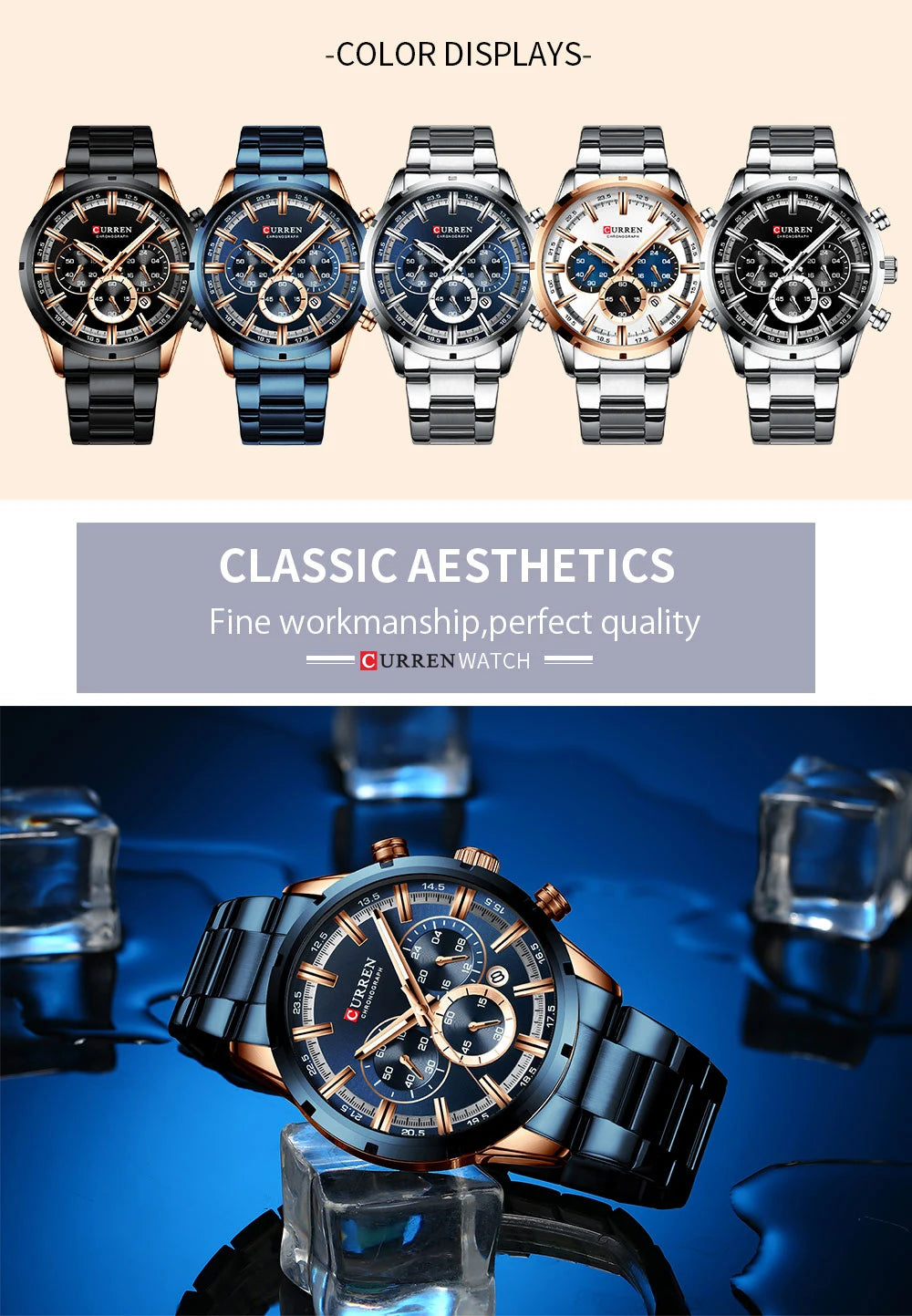 Reloj Masculino CURREN, relojes de moda novedosa para hombre, reloj de pulsera de lujo de marca superior, reloj de cuarzo, cronógrafo resistente al agua para hombre