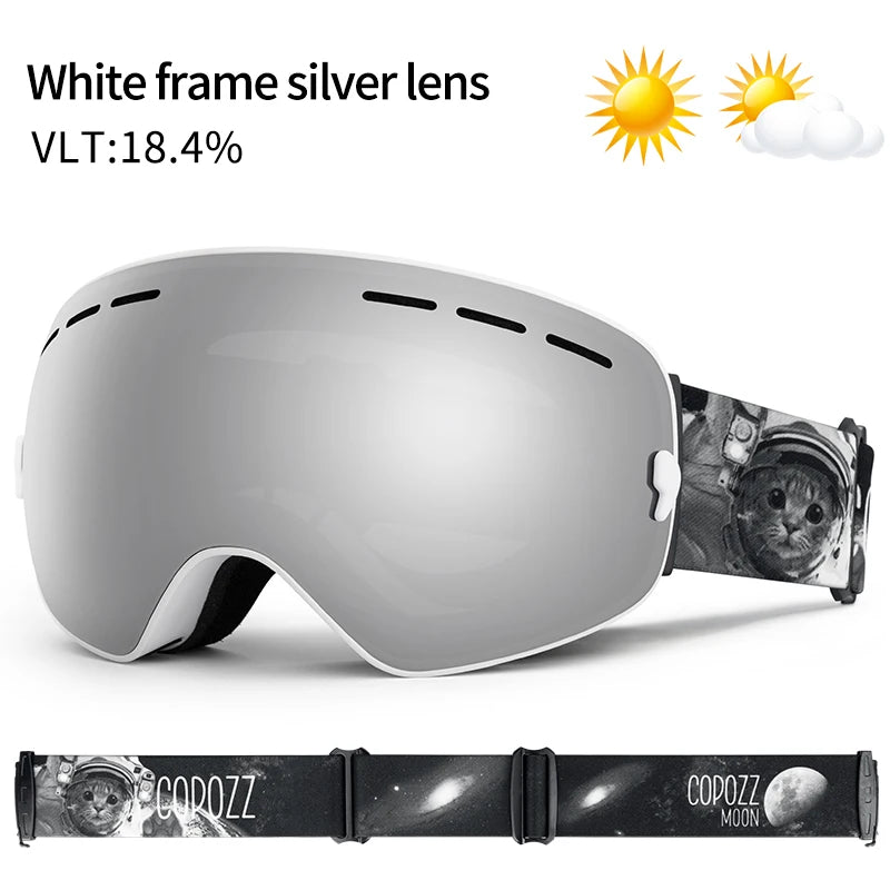 Marca COPOZZ, gafas de esquí profesionales, lentes de doble capa, antiniebla UV400, gafas de esquí grandes, esquí, Snowboard, hombres y mujeres, gafas de nieve