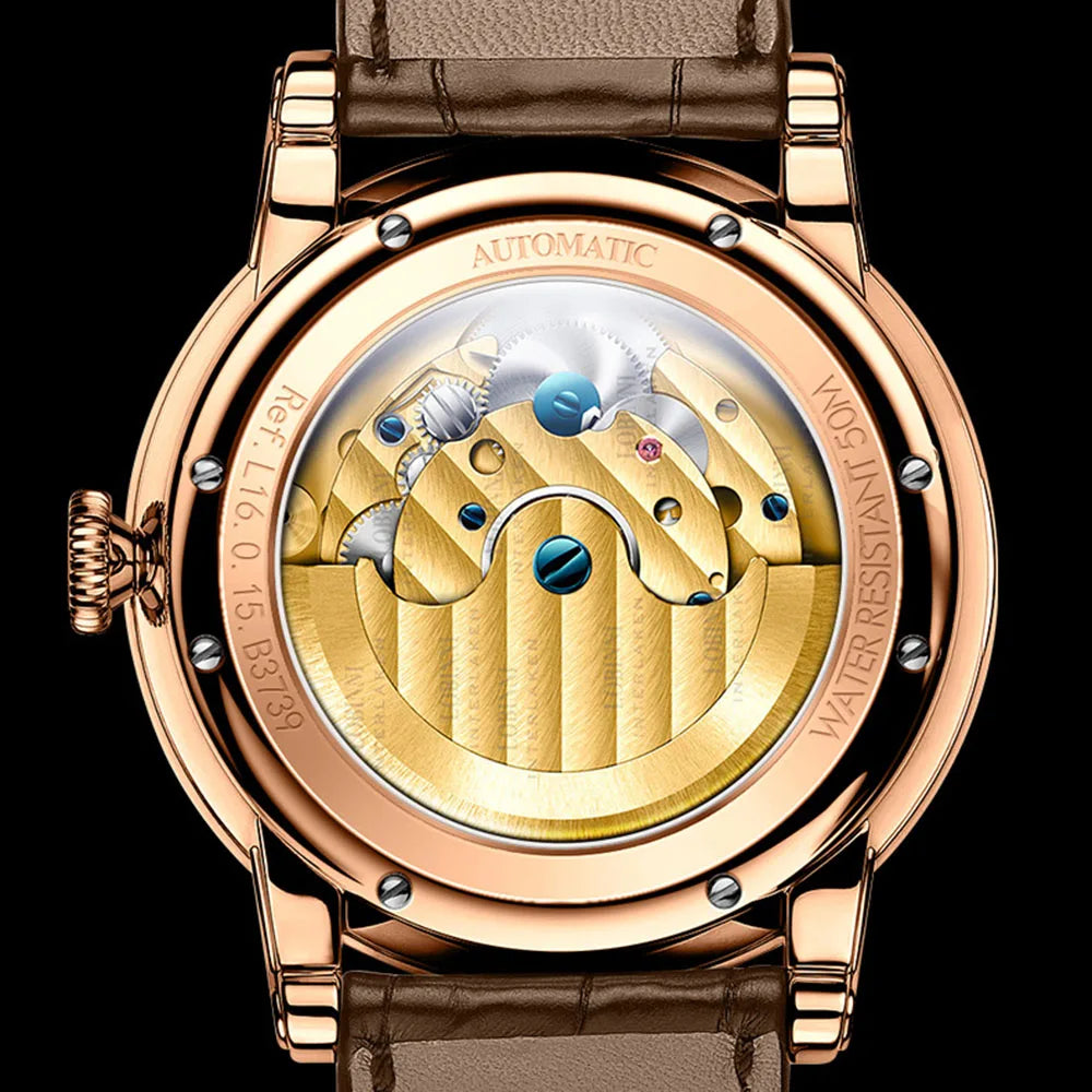 LOBINNI, relojes automáticos para hombre, reloj de lujo para hombre, relojes de pulsera mecánicos con esqueleto, reloj suizo con espejo de zafiro resistente al agua