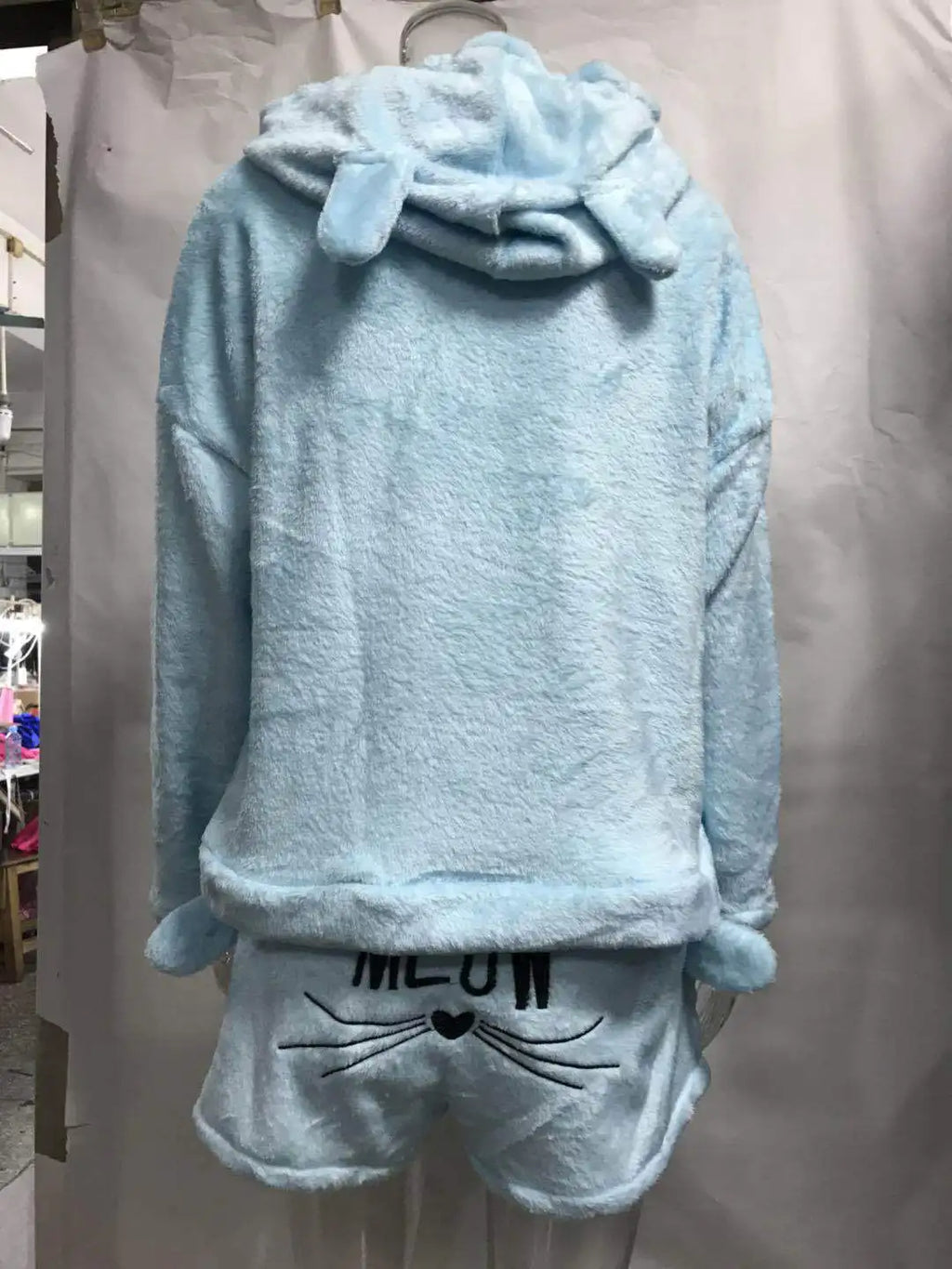 Pijamas de lana para Mujer, conjunto de Pijamas cálidos para otoño e invierno, lencería Sexy para Mujer, Pijama de gato, ropa de dormir para Mujer, ropa de casa