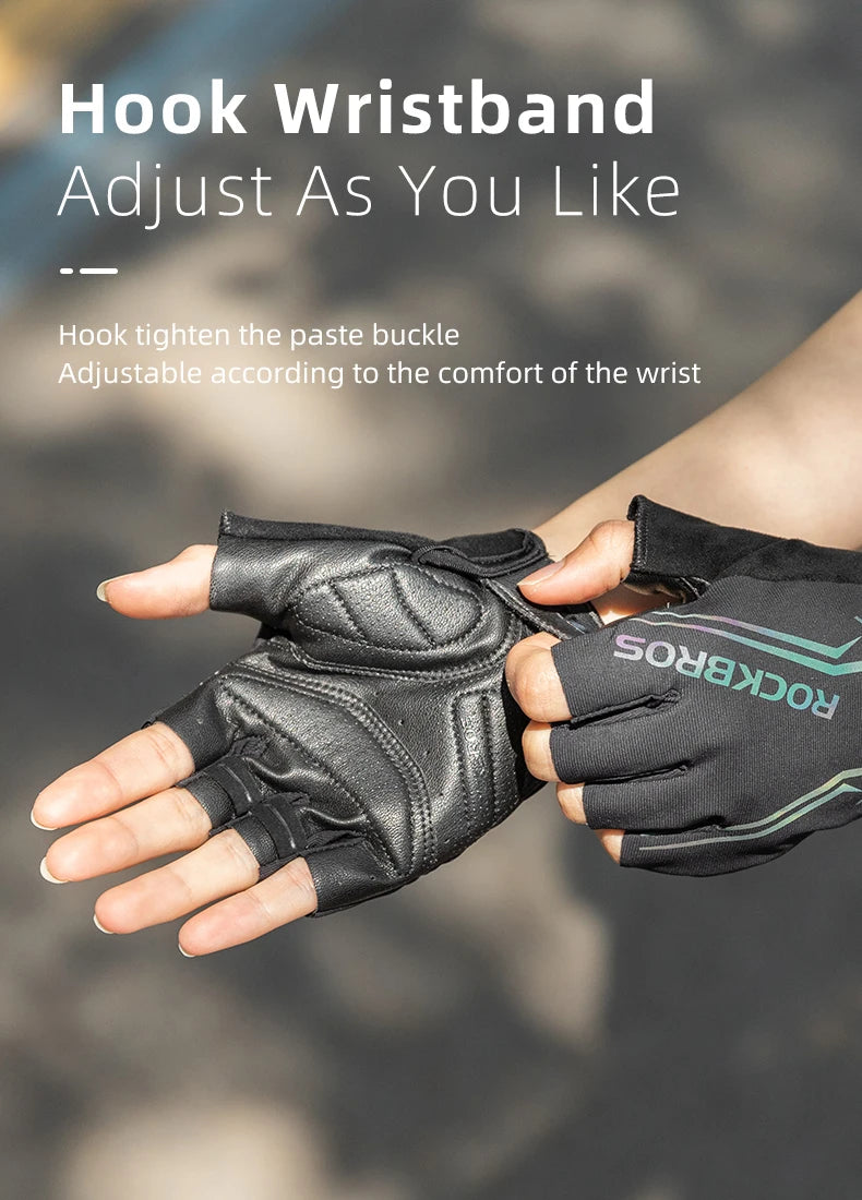 ROCKBROS Guantes de ciclismo Hombres Mujeres Guantes de medio dedo Guantes deportivos transpirables Guantes de bicicleta MTB