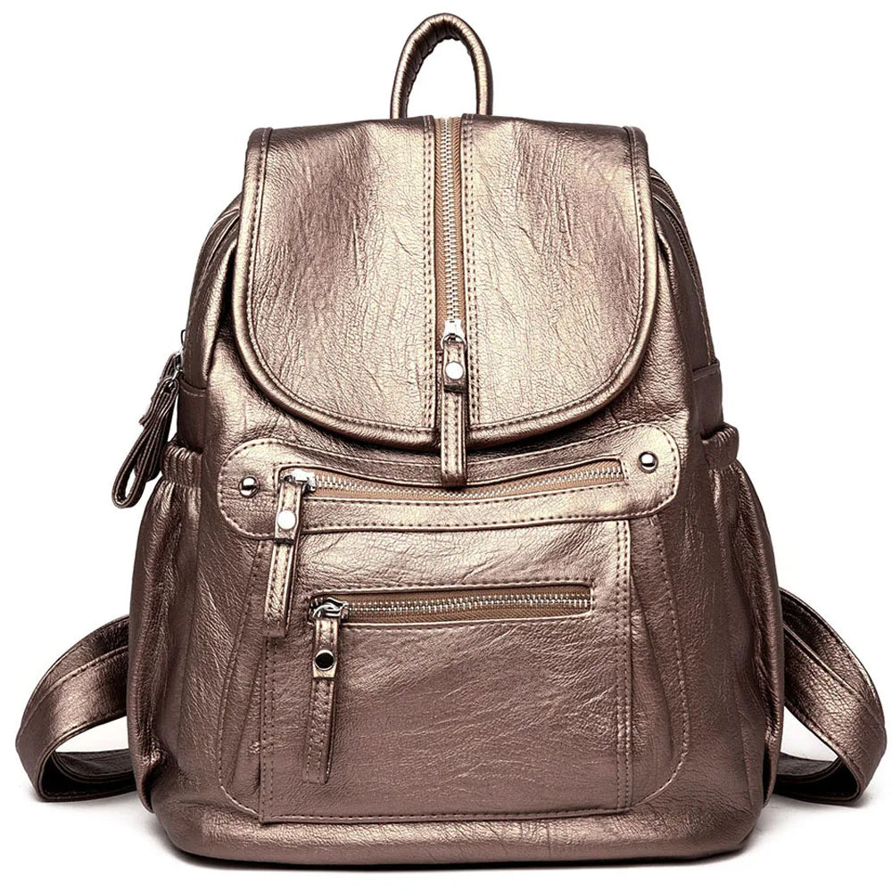 Mochilas de cuero de alta calidad para mujer, bolso de hombro femenino Vintage, mochila de viaje para mujer, Mochilas escolares para niñas