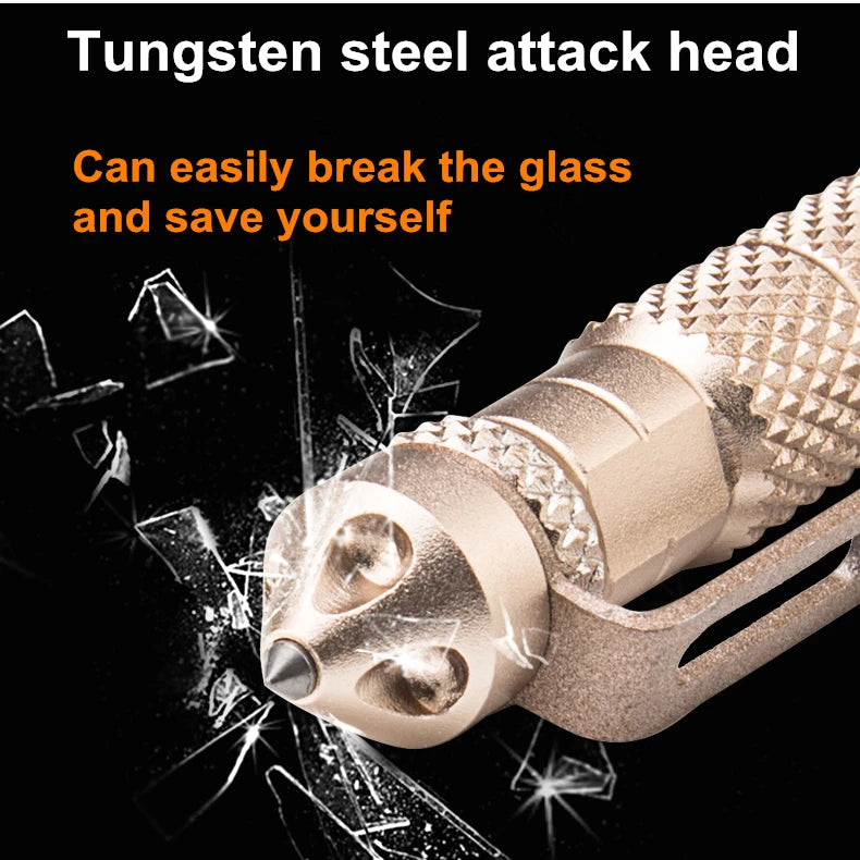 Bolígrafos multifuncionales de acero de tungsteno para hombre y mujer, bolígrafos tácticos giratorios Unisex, con ventana de vidrio y Metal, de 1/8 piezas